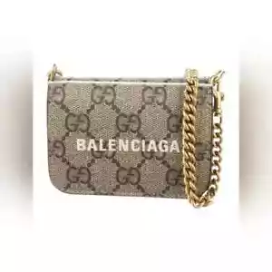 GUCCI X BALENCIAGA GG WEB SUPREME HACKER PROJECT WALLET ON CHAIN WOC - Picture 1 of 10