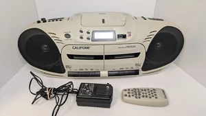 CALIFONE INTERNATIONAL 2455AV CD/Radio Boombox Dual Casette AM/FM AC DC HANDLE - Foto 1 di 16