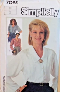 Simplicity Sewing Pattern 7095 Misses Blouse 3 Variations Styles Size 14 VTG UC - Picture 1 of 6