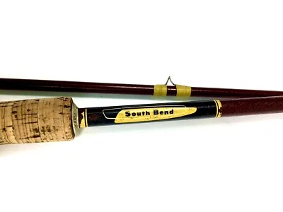 Vintage South Bend No. 3140 8,5' caña de mosca línea HCH o C con estuche de tubo de metal de lona Foto 1 de 4