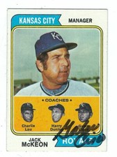 Autographed GALEN CISCO Kansas City Royals 1974 TOPPS card #166 w/ COA