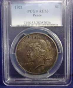 1921 Peace Silver Dollar PCGS AU-53 High Relief - Picture 1 of 4