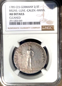 1785 German States Brunswick Luneburg Calenberg 2/3 Taler 24 MG NGC AU Germany - Picture 1 of 2