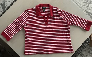 Vintage Polo by Ralph Lauren Women’s Polo Size XL Red Stripe Made in USA - Picture 1 of 15