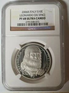 Italy 2006 silver 10 euro - Leonardo Da Vinci - NGC PF 68 KM 285 - Picture 1 of 1