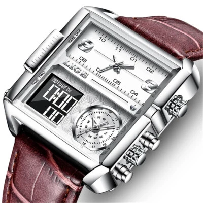 LIGE Sport Watch Men Military Square Big Dial Male Quartz Digital LED Wristwatch - Image 1 of 4