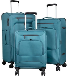 Nylon Trolley Rollkoffer Dehnfalte 360° aufrecht rollbar Adlum Petrol Set,M,L,XL - Bild 1 von 15