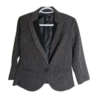  Jaqueta BCX Feminina Manga 3/4 Forrada com Um Botão Preta Tamanho M  - Imagem 1 de 4