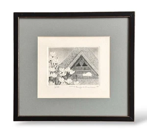 Ryohei Tanaka etching Cat Sleeping 1985 - Picture 1 of 5