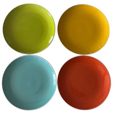 (4) Tag Ceramic Plates Dessert Appetizer 8” Retro Frutiger Aqua Green Orange - Image 1 of 4