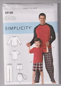 9128 SIMPLICITY - PJs Knit TOP SHORTS & PANTS w BAG - MENS Sz S-XL, BOYS Sz S-L - Picture 1 of 2