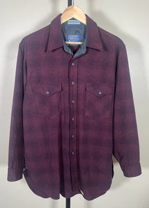 Pendleton Vintage weinrot rot kariert Outdoorsman Camp Wollhemd Gr. L - Bild 1 von 10