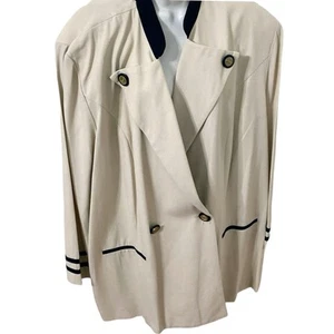August Max Blazer Women 24P Plus Beige Collared Button Up Long Sleeve NWT - Picture 1 of 9