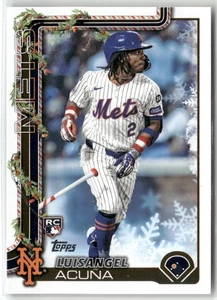 2025 Topps Holiday #H113b Luisangel Acuña Candy Cane Bat - Picture 1 of 2