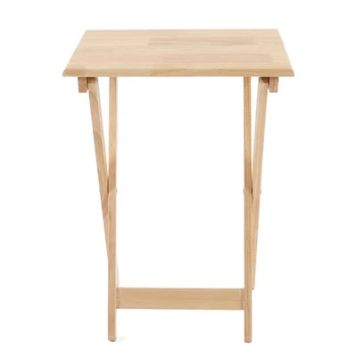 New Classic TV Dinner Folding Trays With Storage Rack Tray Table Set Wooden - Image 1 of 4