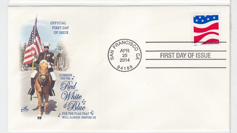 TurtlesTradingPost- Wavy Flag 2014 FDC- #4895 Artcraft- Hand Cancel - Image 1 of 1