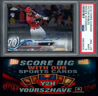 2018 Topps Chrome Rookie Auto Victor Robles RC #RA-VR PSA 9 - Image 1 of 2