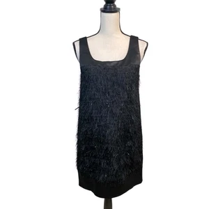 Rachel Rachel Roy Black Satin Eyelash Sparkle Flapper Party Dress Size Medium - Picture 1 of 8