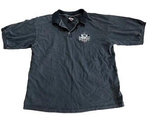 Herren XL Harley Davidson Kurzarm Schwarz Poloshirt Karierte Flagge USA LESEN - Bild 1 von 7
