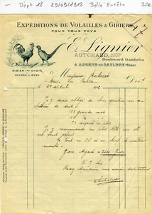 Dépt 18 - Argent sur Sauldre Bld Gambetta - Belle Entête Secteur du Gibier 1912 - Picture 1 of 1