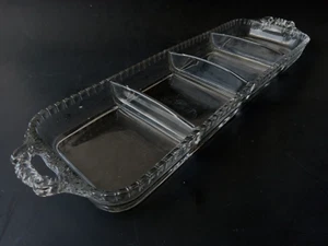 Bandeja de vidrio transparente con mango rectangular de 4 partes Cambridge Gadroon 1933-1958 usada en excelente estado - Imagen 1 de 18