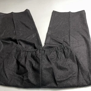EILEEN FISHER Black WOOL Wide Leg Capri Pants Elastic Waist Sz Large 34x24 - Picture 1 of 6