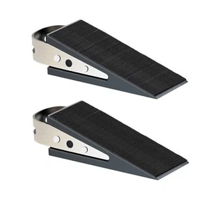 2PCS Black Heavy Duty Door Stopper Wedge Rubber & Steel for All Floors - Picture 1 of 6