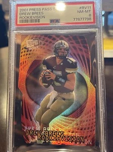 Press Pass Drew Brees 2001 novato Vision troquelado #RV11 Psa 8 - Imagen 1 de 3