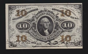 US 10c Fractional Currency Note w/ Part Obverse Plate #30 Capture FR 1255 Ch CU - Picture 1 of 2