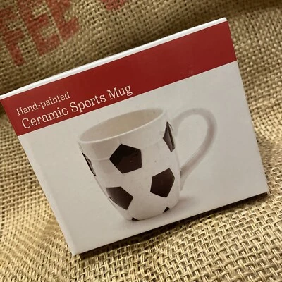 Taza de café con pelota de fútbol blanca y negra de cerámica 15 oz decoración de cocina deportes Foto 1 de 4