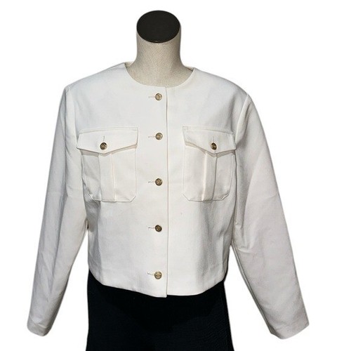 OFF WHITE Giacca tuta Abercrombie & Fitch senza colletto grande bianco sporco nuova senza etichette