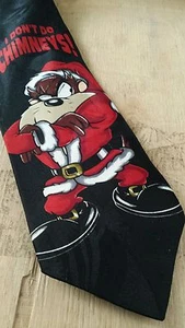Tasmanian Devil Taz tie novelty necktie Christmas Looney Tunes gift Santa Claus - Picture 1 of 2