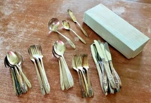 VINTAGE 1950'S SILVER TULIP INTERNATIONAL SILVER TABLEWARE SET OF 47 PIECES - Picture 1 of 12