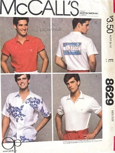 Camisa McCall de 1980 para hombre Ocean Pacific con patrón de transferencia 8629 talla 36 SIN CORTAR - Imagen 1 de 2