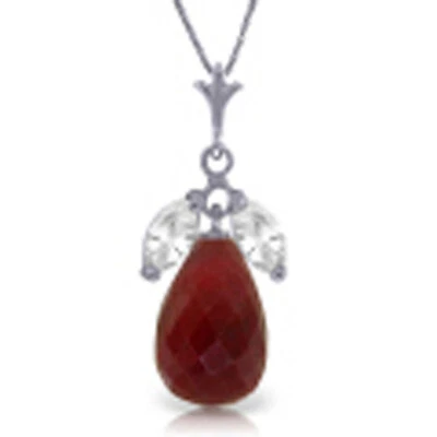 9.3 CTW 14K Solid White gold fine Necklace 16-24" genuine Ruby White Topaz - Image 1 of 4