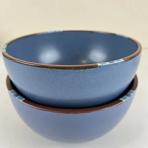 Dansk Mesa Sky Blue Stoneware Bowls Set 8" & 8.5" Portugal & Japan VTG Pottery - Picture 1 of 15