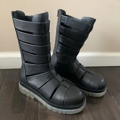 Botas Jeffrey Campbell para mujer talla 7,5 adormecimiento recorte cuero negro gladiador Foto 1 de 4