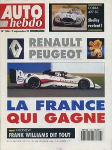 AUTO HEBDO n°846 09/09/1992 1000km SUZUKA COBRA SHELBY 427 SC REPLICA - Foto 1 di 1