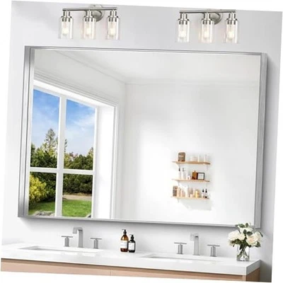 Espelho de banheiro, 36x48 polegadas retangular moldura profunda espelho, 36"L x 48"W prata - Imagem 1 de 4