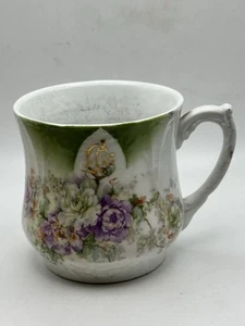 Vintage Victorian Mustache Mug Multicolored Floral With Gold C Monogram - Picture 1 of 12