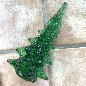 Albero di Natale Vintage Enesco Cristallo Vetro Pesante Verde Albero 8 1/2" - Foto 1 di 7