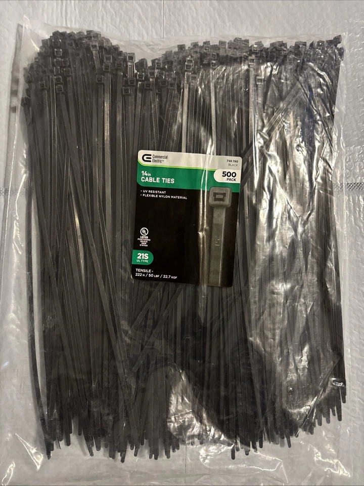 500-Pack 14” Cable Ties (Commercial Electric) - Изображение 1 из 4