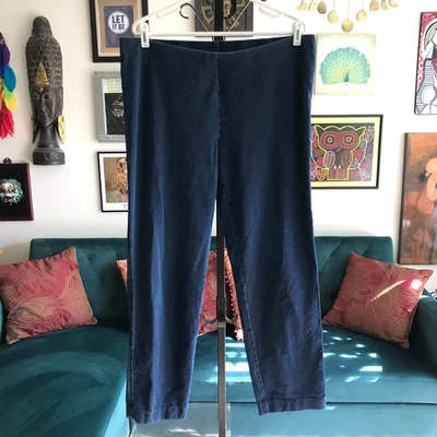 PURE JILL Indigo size L Blue Stretch Cotton Knit Pull-On Slim Leg Pants - Image 1 of 4