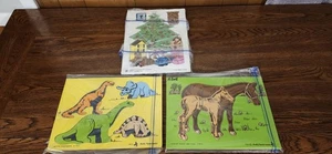 3 Vintage 1975-88 Judy Instructo Holzpuzzle Pferde Dinsoaurier Weihnachten selten - Bild 1 von 5