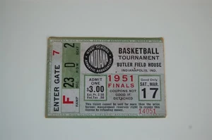 1951 Indiana High School Basketball State Finals Ticket - Muncie - Picture 1 of 2