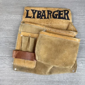 Vintage Tool Belt Nail Pouch Loops Pockets Cowhide Leather - Foto 1 di 8