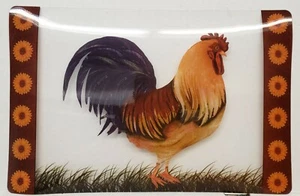 SET OF 2 SAME PLASTIC CLEAR PLACEMATS, 12" x 18", ROOSTER & SIDE FLOWERS, BH - Picture 1 of 15