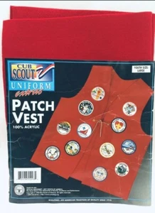 Cub Scout BSA Uniform Patch Vest Youth Size Large Made in the USA Red Acrylic - Picture 1 of 3