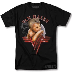 Van Halen Shirt Smoking Baby Angel Rock Concert Tour Vntg Design T-Shirt - Picture 1 of 1