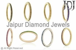 14k Gold Diamond Eternity Band Ring Sapphire Ruby Diopside Topaz Garnet Jewelry - Picture 1 of 8